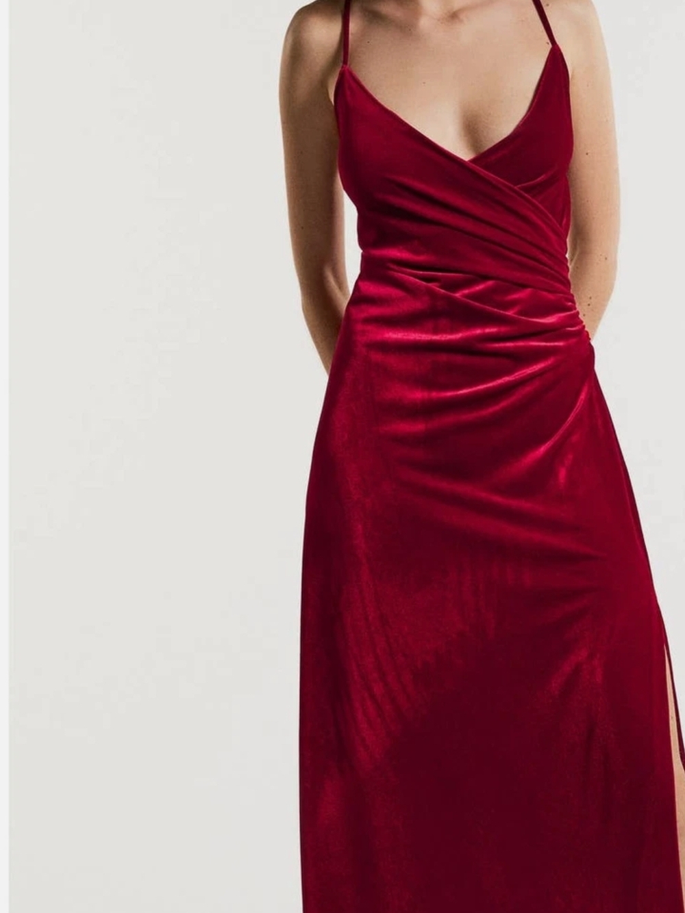 Zara Burgundy Velvet Strapless Slip Dress Size XS Night Out